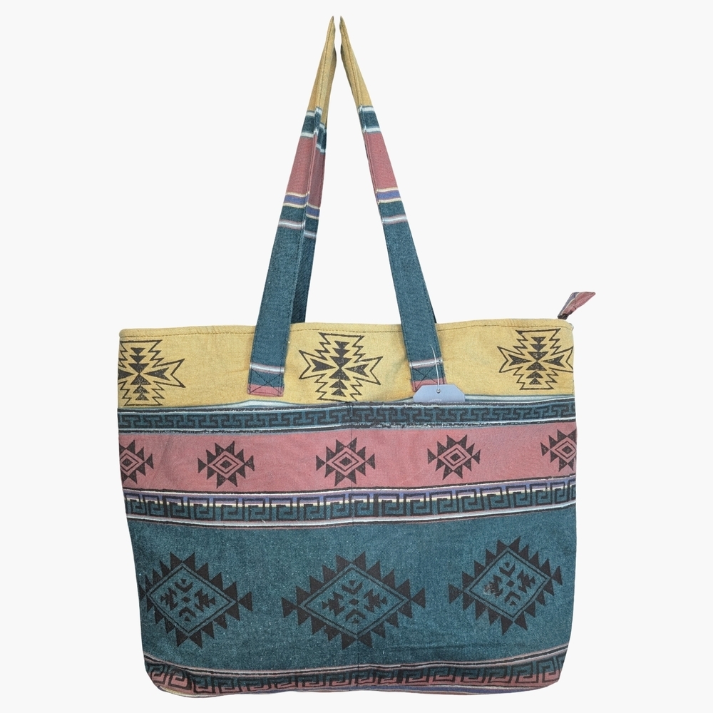 Aztec Print Tote Bag | Southwestern Boho | Zip Top
